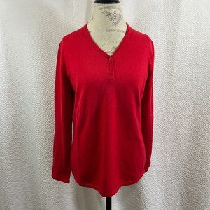 Jillanova Red long sleeve V Henley neck sweater NWT Style # 333